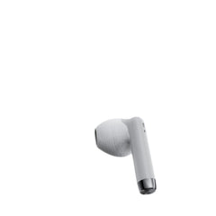 OBtech Ven-Dens VD-BT030 white wireless earbud with a sleek ergonomic design and metallic base detail