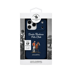 OBtech Santa Barbara POLO & RACQUET CLUB blue protective case for iPhone 17 Pro Max with polo player graphic