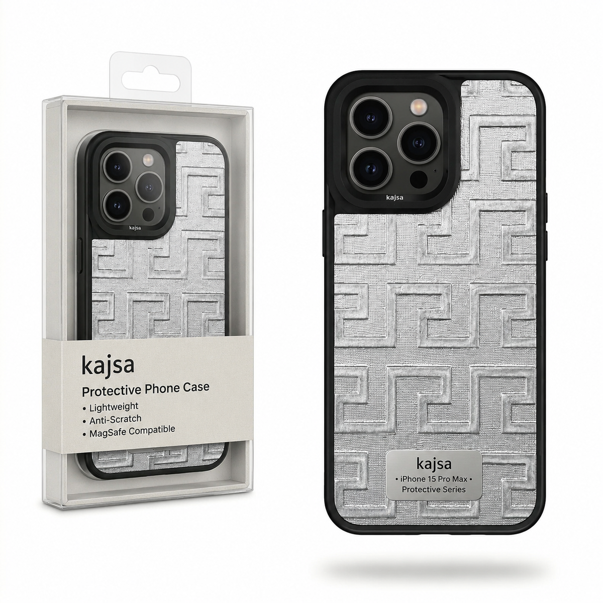 Silver Stylish Design iPhone 15 pro max Covers