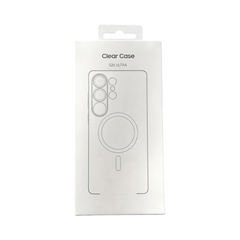 OBtech Samsung Galaxy S26 Ultra transparent magnetic clear case in retail packaging with phone outline illustration