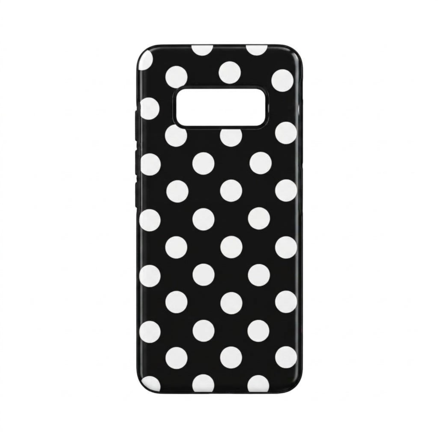 OBtech protective shell for Samsung Galaxy S8 featuring a classic black and white polka dot pattern