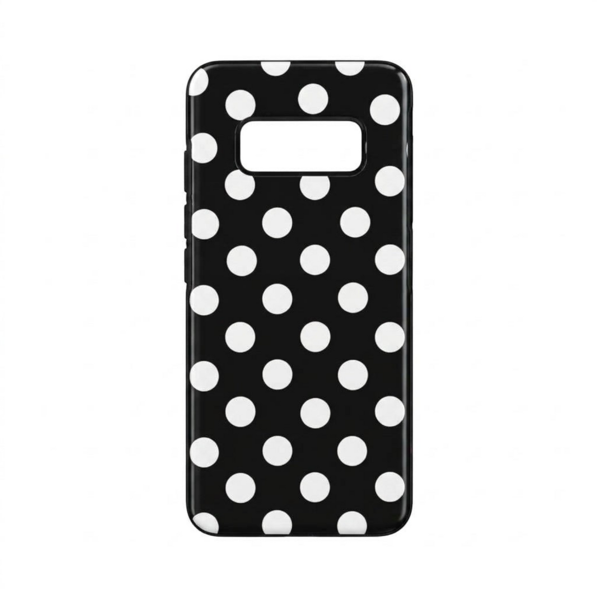 OBtech protective shell for Samsung Galaxy S8 featuring a classic black and white polka dot pattern
