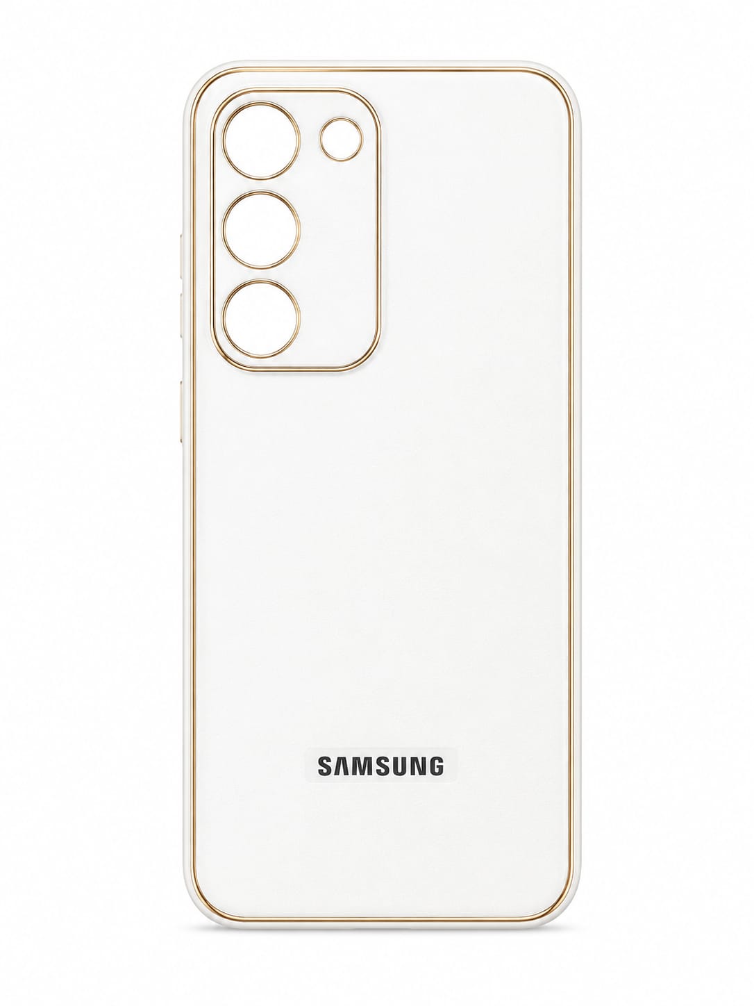 Samsung Galaxy S 23 White Color Golden Border Case