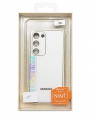 Samsung Galaxy S 23 White Color Golden Border Case