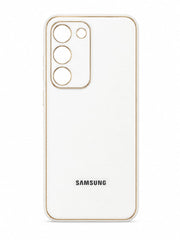 Samsung Galaxy S 23 White Color Golden Border Case