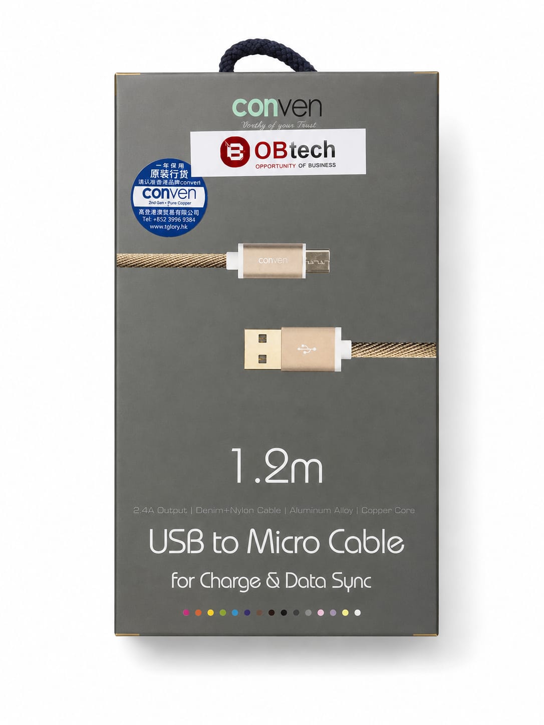 Conven USB to Micro Cable for Charge & Data Sync