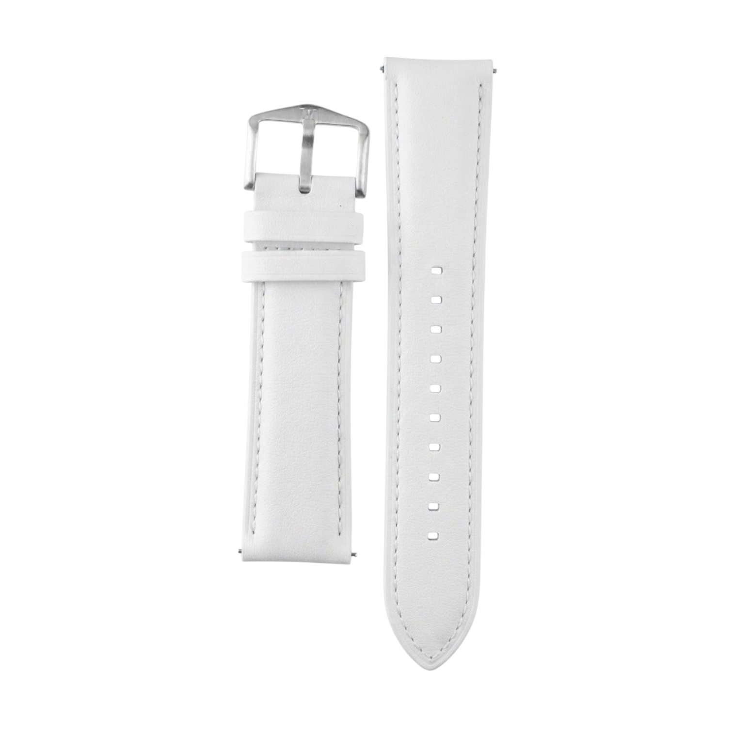 OBtech FIZZ white leather smartwatch strap with silver buckle and precision stitching for a classic look
