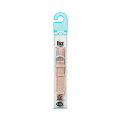 OBtech FIZZ light pink textured leather smart watch strap in clear retail packaging with a polished metal buckle