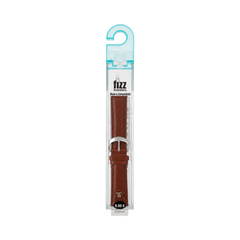 OBtech FIZZ brown leather smartwatch strap in clear plastic retail packaging with a silver buckle