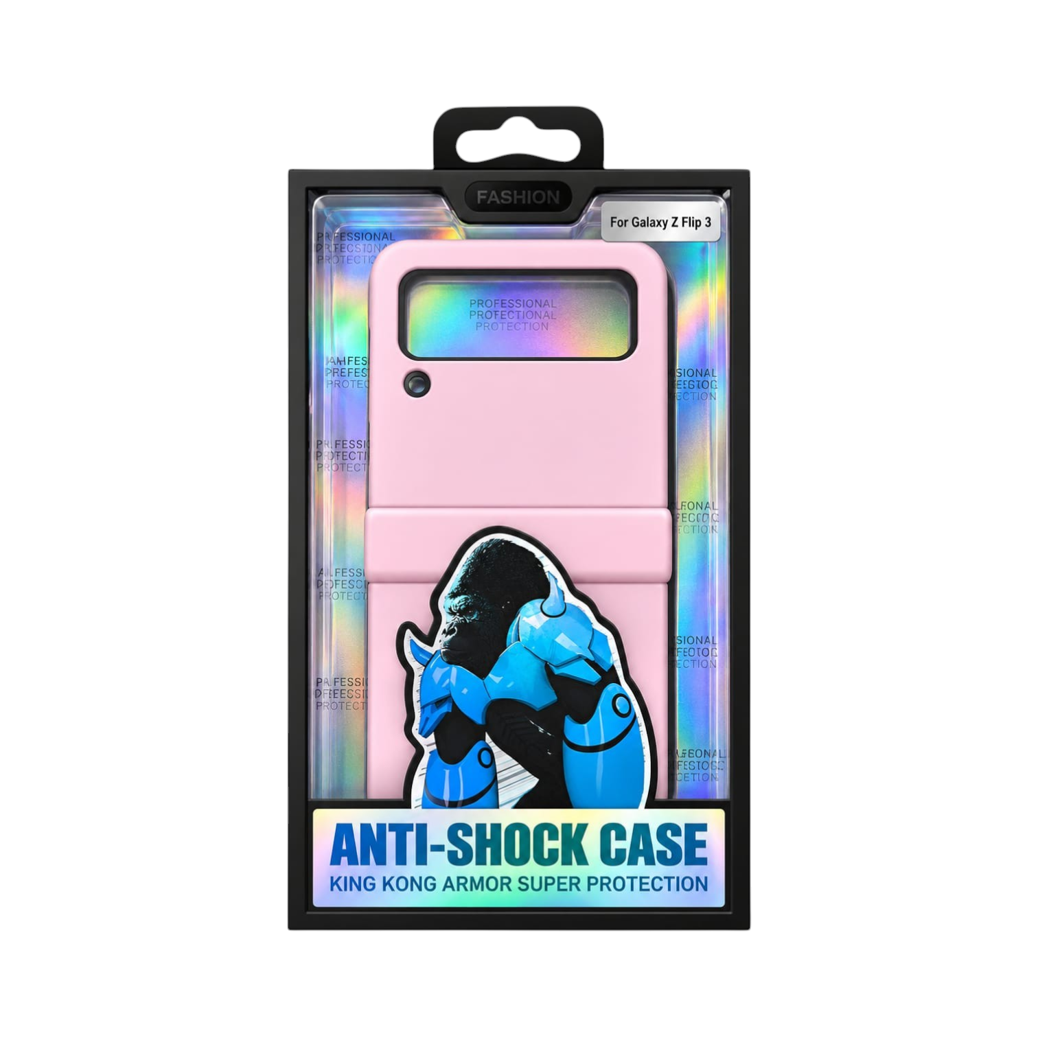 OBtech King Kong Armor pink anti-shock protective case for Samsung Galaxy Z Flip 3 in retail packaging