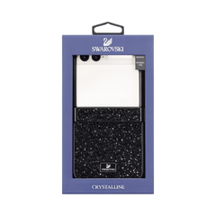 OBtech Swarovski Crystalline black crystal-embedded protective case for Samsung Galaxy Z Flip 7 in retail packaging