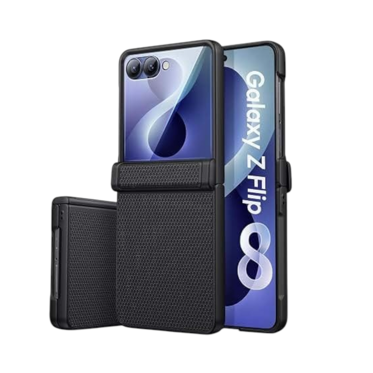 OBtech KAJSA black textured leather protective case for Samsung Galaxy Z Flip 7 5G with precise cutouts