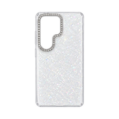 OBtech My Choice protective case for Samsung Galaxy S26 Ultra featuring a clear glitter finish and crystal camera trim