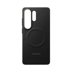 OBtech black carbon fiber magnetic case for Samsung Galaxy S25 Ultra with precise camera and port cutouts
