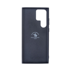 OBtech Santa Barbara Polo & Racquet Club black leather case for Samsung Galaxy S25 Ultra with signature metal logo