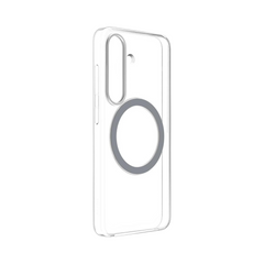 OBtech clear magnetic phone case for Samsung Galaxy S25 with shock-absorbing TPU bumpers and MagSafe compatibility