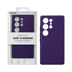 OBtech KZOO Air Carbon purple phone case for Samsung Galaxy S25 Ultra with a textured carbon fiber pattern