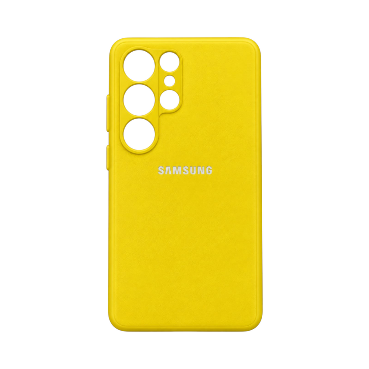 OBtech yellow liquid silicone protective cover for Samsung Galaxy S22 Ultra with smooth finish and camera cutouts