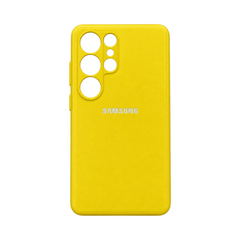 OBtech yellow liquid silicone protective cover for Samsung Galaxy S22 Ultra with smooth finish and camera cutouts