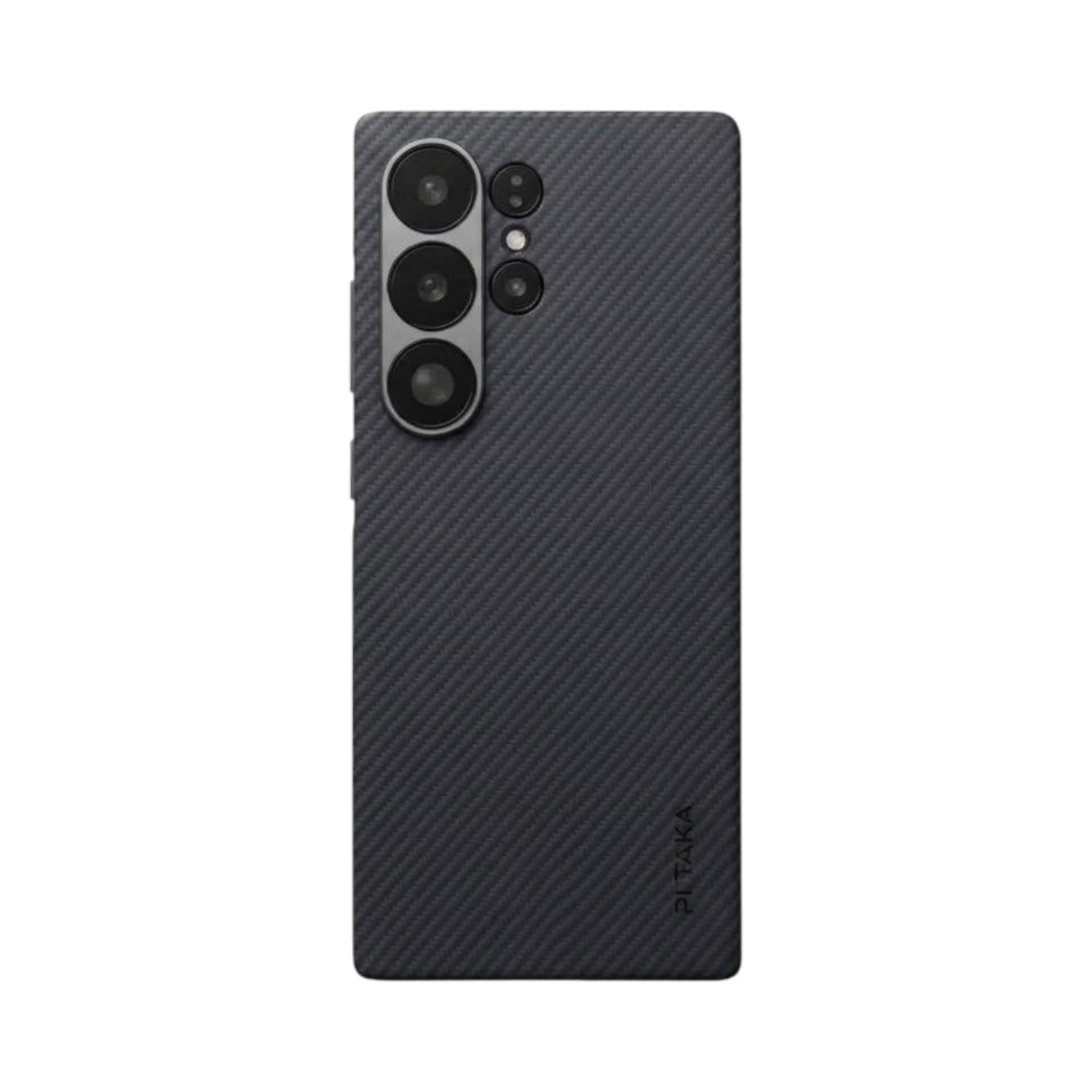 OBtech Samsung Galaxy S22 Ultra protective case with a sleek black carbon fiber texture and camera cutouts