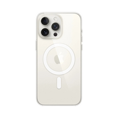 OBtech transparent MagSafe protective case on an iPhone 14 Pro Max showing the magnetic ring and camera cutout