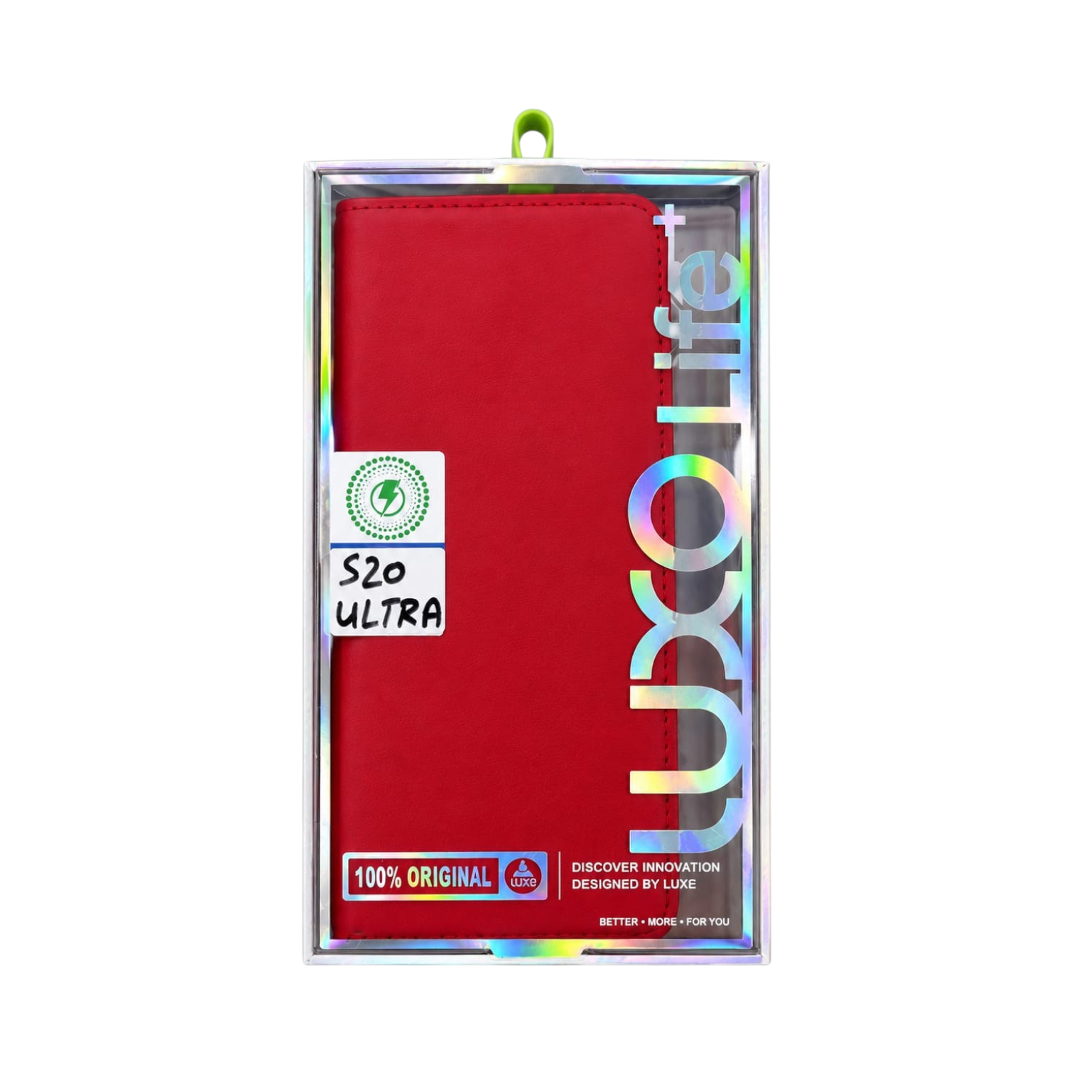 OBtech red leather book fold wallet case for Samsung Galaxy S20 Ultra in original retail packaging