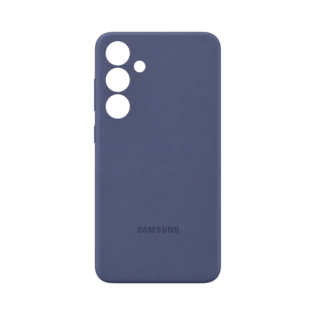 OBtech Samsung Galaxy S26 silicone cover in dark blue with a smooth matte finish and precise camera cutouts.