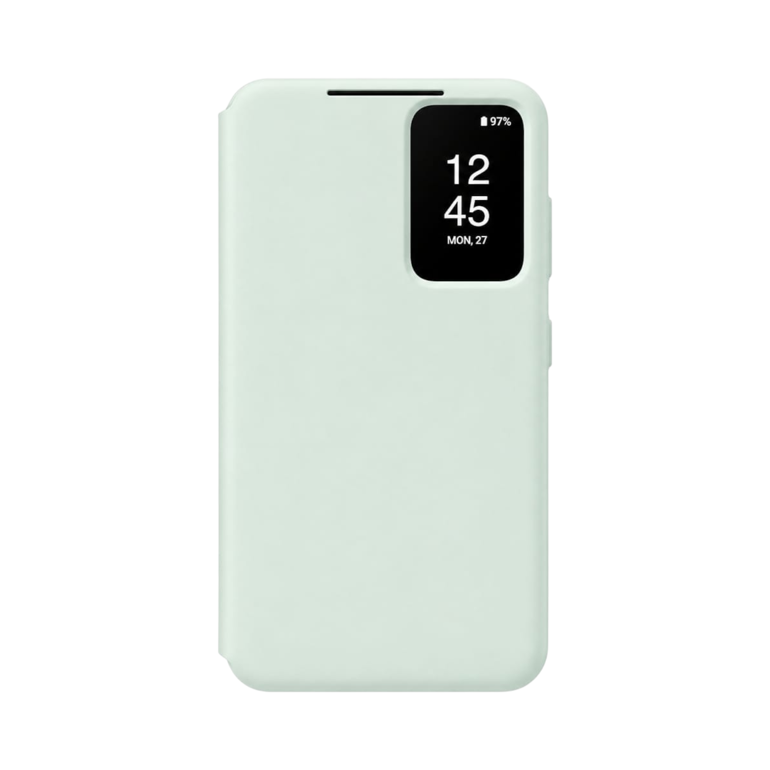 OBtech Samsung Galaxy S24+ Smart View Wallet Cover in light green with an interactive front display window