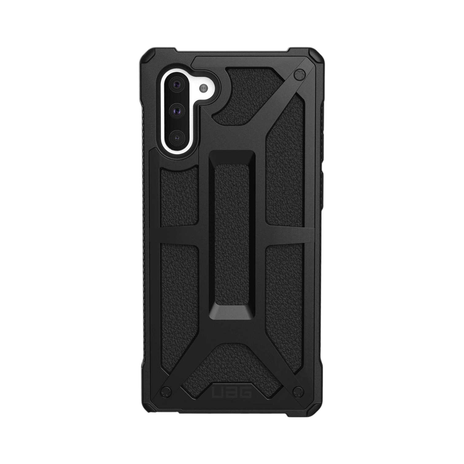 OBtech UAG Monarch rugged black protective case for Samsung Galaxy Note 10 with leather and alloy metal accents