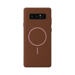 OBtech brown matte rubber phone case for Samsung Galaxy S10 Lite with a pink magnetic charging ring on the back
