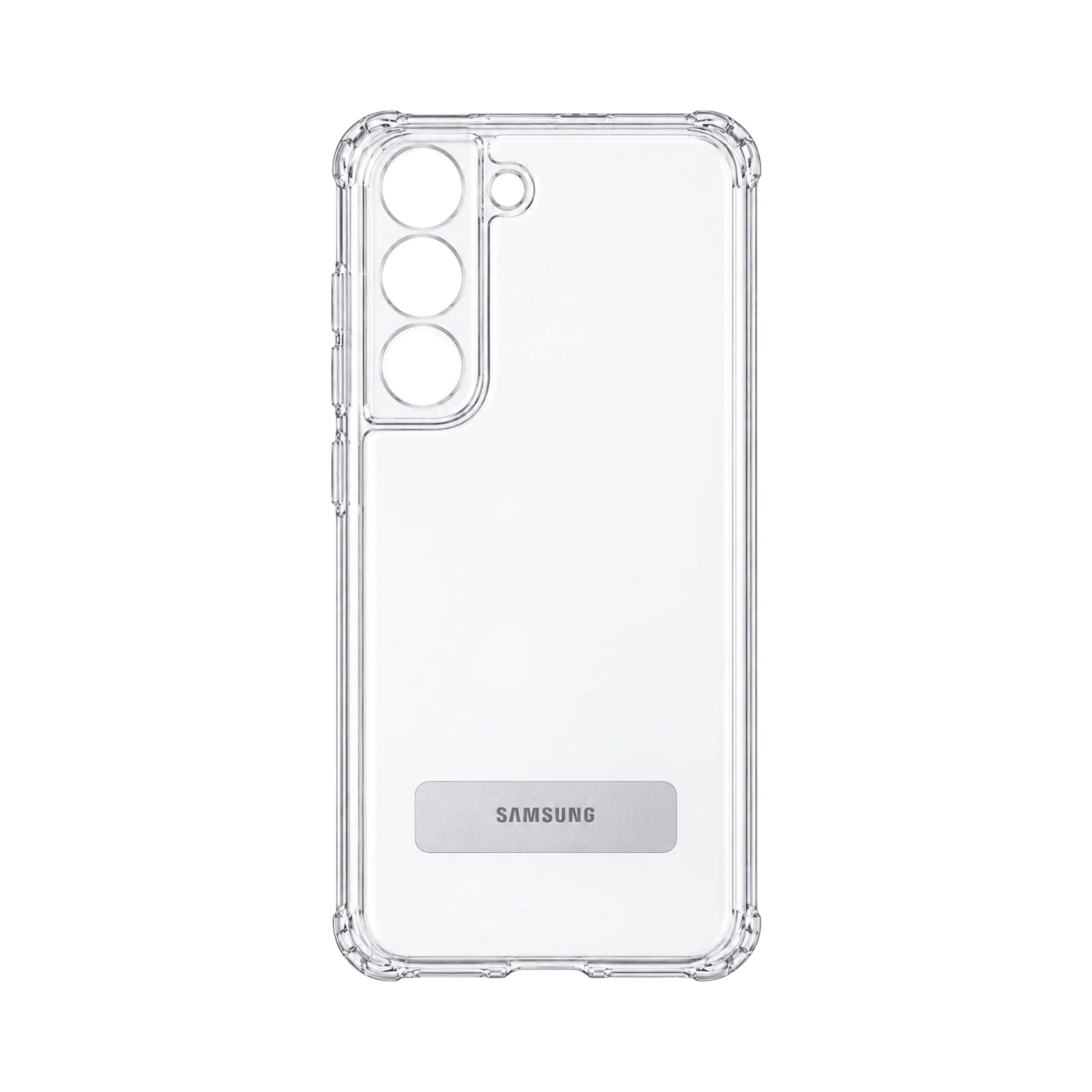 OBtech clear standing cover for Samsung Galaxy S22+ with transparent polycarbonate back and shock-absorbing bumper