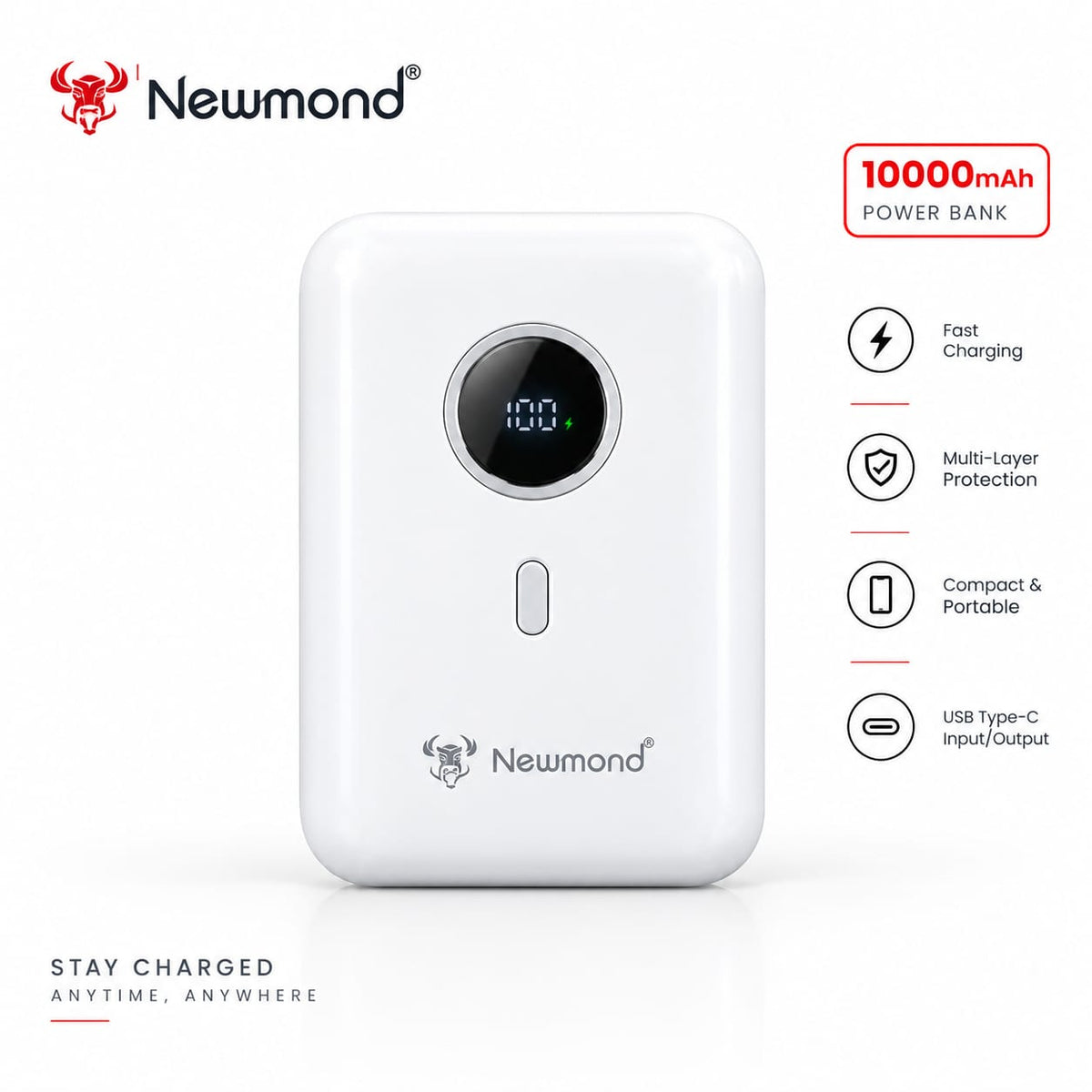 Newmond 10000mAh Power Bank Fast Charging