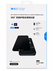 KUZOOM 360` Privacy Eye Protection iPhone 17, 16 pro max Full Tempered Glass