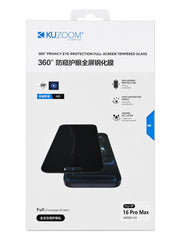 KUZOOM 360` Privacy Eye Protection iPhone 17, 16 pro max Full Tempered Glass