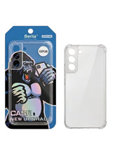 OBtech Berlia transparent jelly clear case for Samsung Galaxy S22 Plus in retail packaging with gorilla graphic