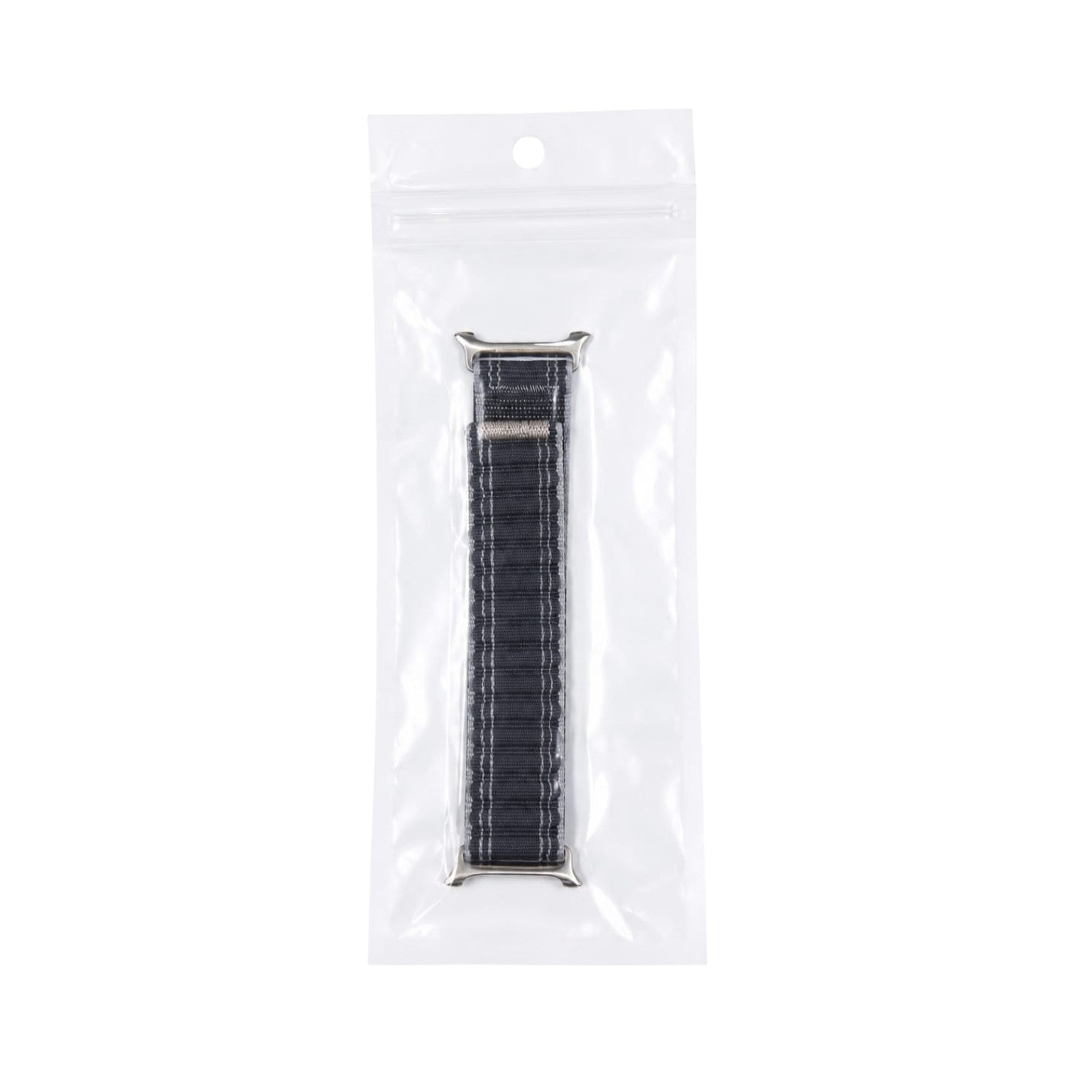 OBtech soft black cotton watch strap for Apple and Galaxy watches in clear plastic packaging