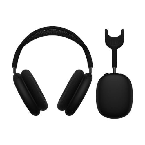 OBtech over-ear wireless headphones in matte black with a stainless steel frame and memory foam ear cushions.