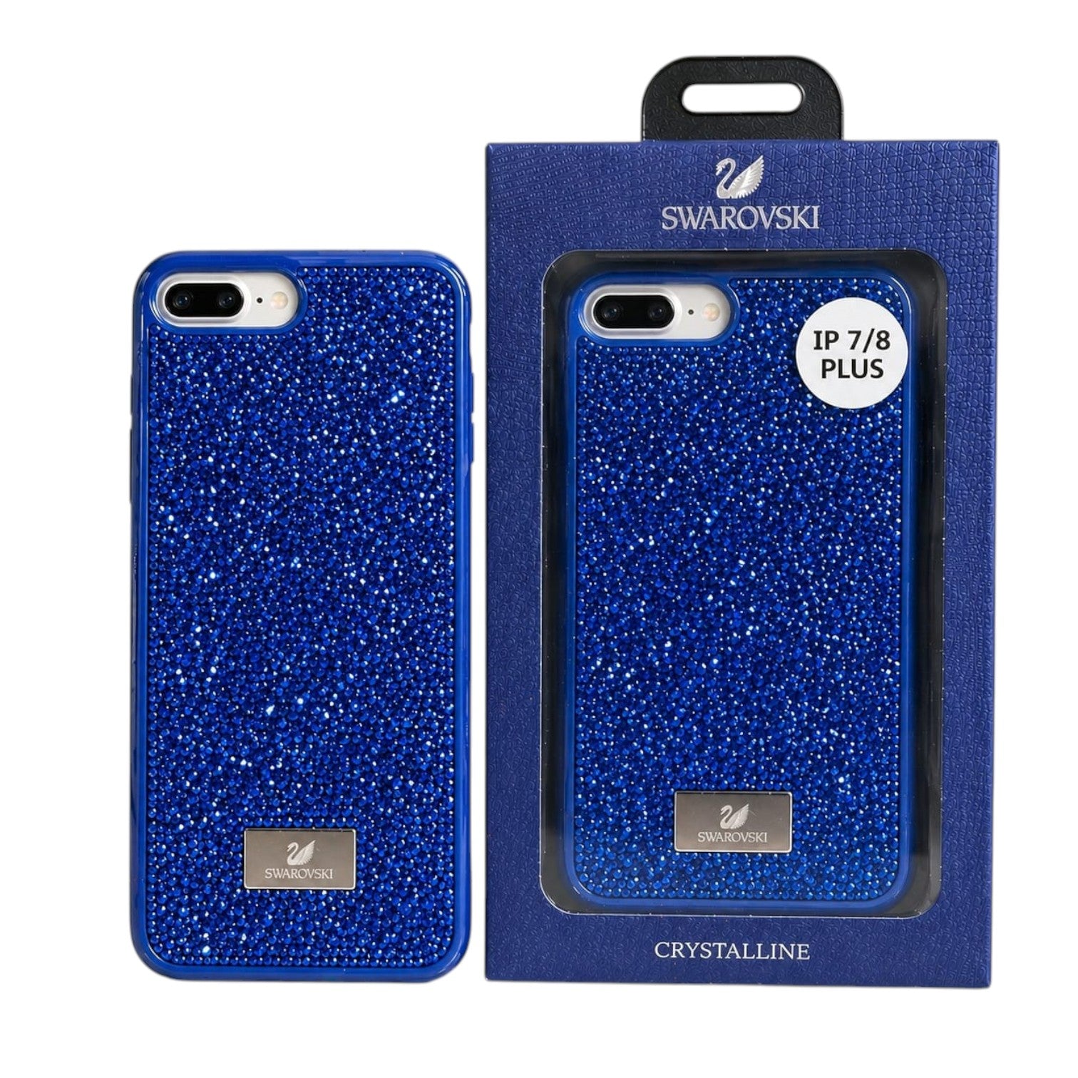 OBtech blue Swarovski crystal iPhone 7/8 Plus glitter case with matching retail packaging