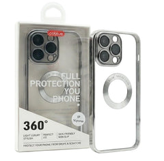 OBtech Co Blue transparent PC iPhone case with metallic ring detail in retail packaging