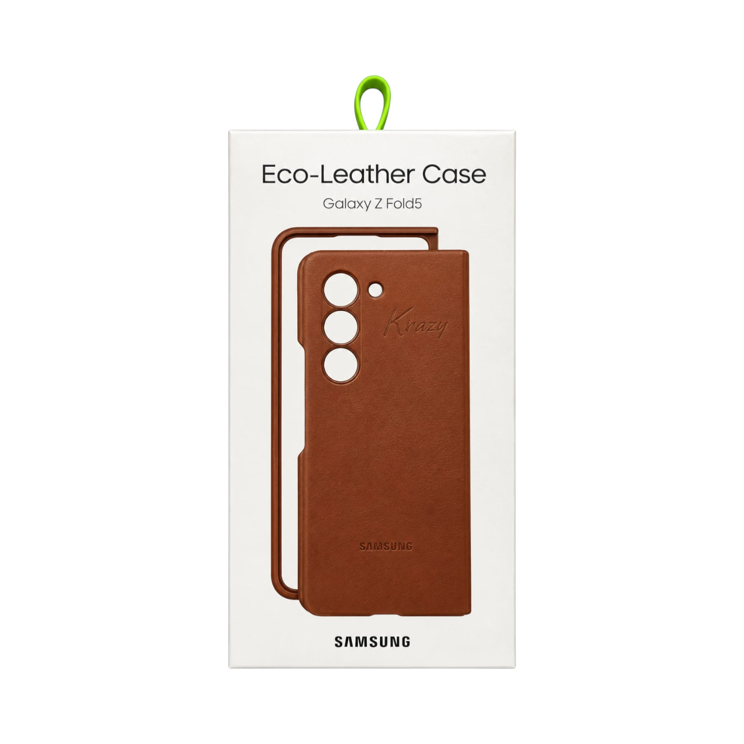 OBtech brown eco-leather standing cover case for Samsung Galaxy Z Fold 5 in retail packaging