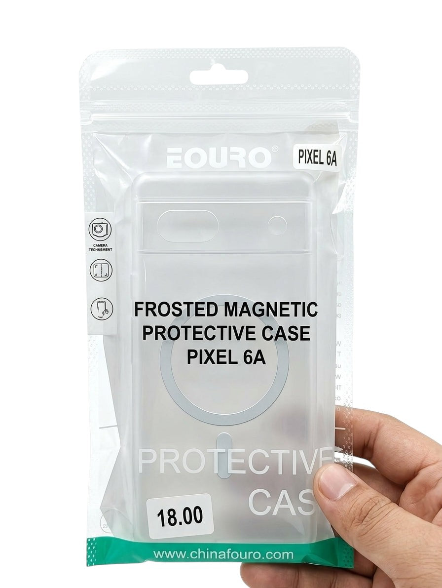 OBtech Eouro transparent frosted magnetic protective case for Google Pixel 6a in retail packaging