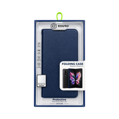 OBtech EUORO navy blue textured folio book cover case for Samsung Galaxy Z Fold 4 5G in retail packaging