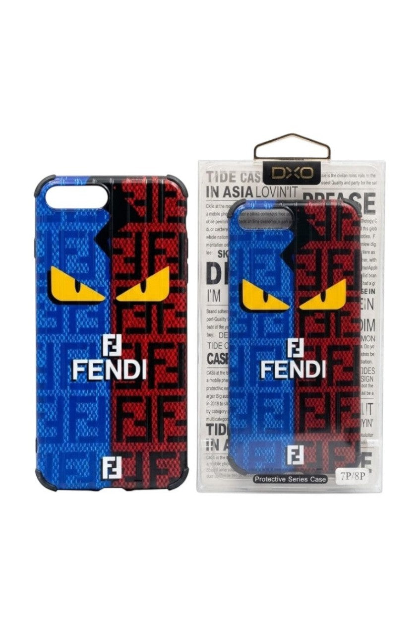 OBtech Fendi-inspired blue and red split-color shock-resistant phone case for iPhone 7 Plus and 8 Plus