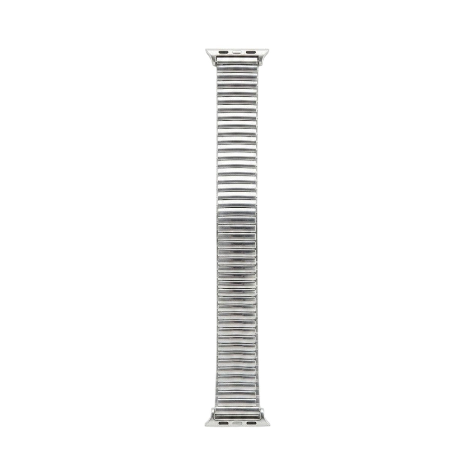OBtech FIZZ silver stainless steel chain link smartwatch strap with a flexible, polished metallic design.