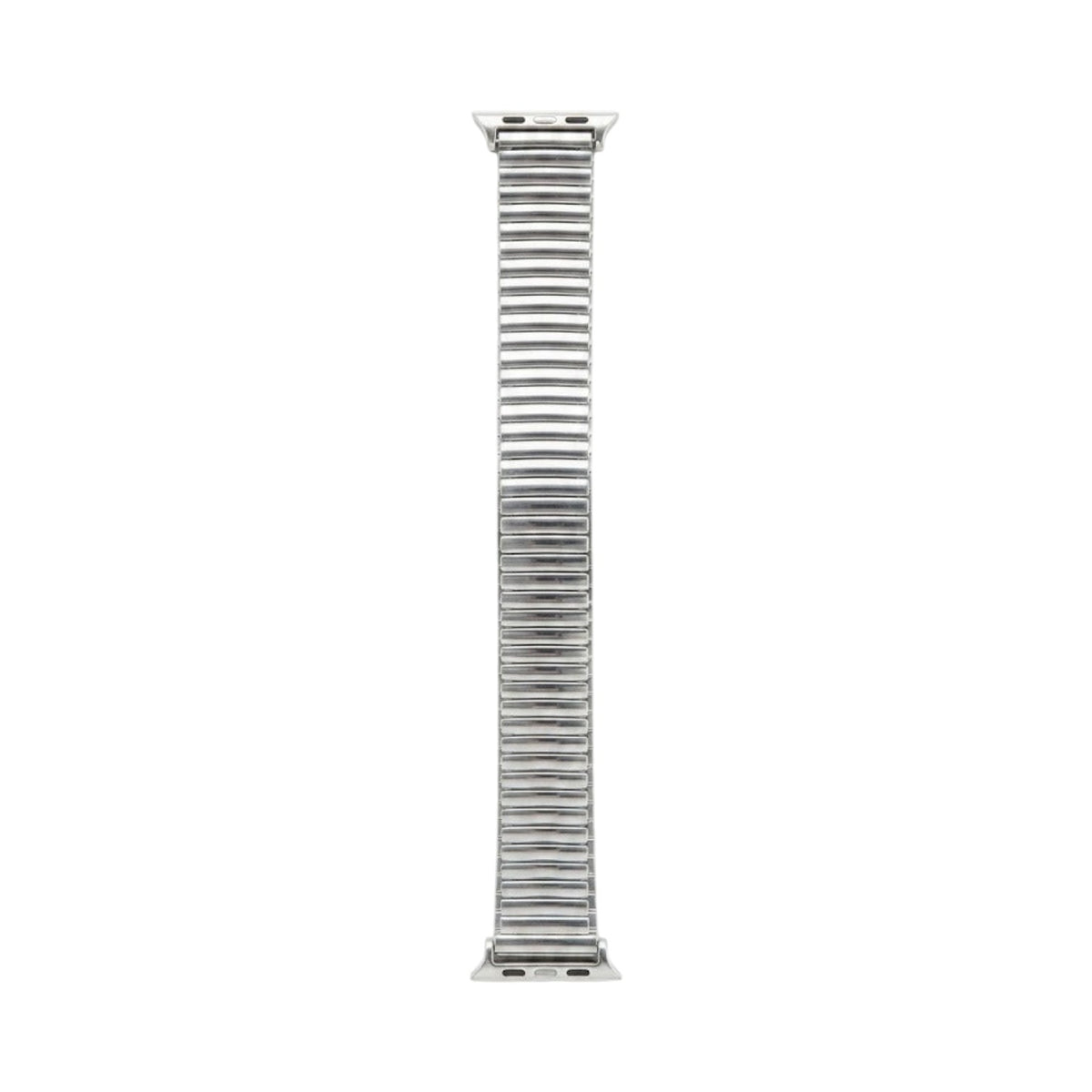 OBtech FIZZ silver stainless steel chain link smartwatch strap with a flexible, polished metallic design.