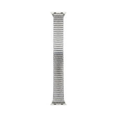 OBtech FIZZ silver stainless steel chain link smartwatch strap with a flexible, polished metallic design.