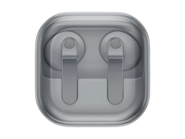 OBtech Galaxy Buds4 wireless earbuds in a grey charging case with a sleek metal blade stem design