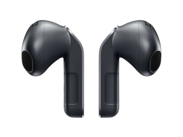 OBtech Galaxy Buds4 wireless earbuds in dark grey with a sleek metal blade stem design and ergonomic fit.