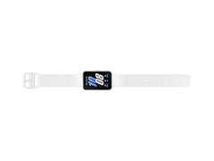 OBtech Galaxy Fit3 fitness tracker with a white silicone strap and a bright 1.6-inch AMOLED display