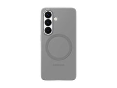 OBtech grey silicone magnetic case for Galaxy S26 with built-in wireless charging ring and camera cutouts